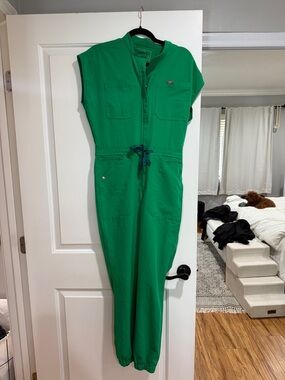 Figs Emerald Green Sleeveless Utility Jumpsuit